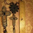 Gothic necklace BLack rhinestones gothic cross long tassels costume jewelry