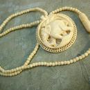 Antique ivory necklace carved Elephant pendant preban ivory beads ivory clasp