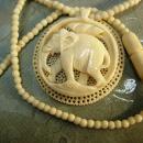 Antique ivory necklace carved Elephant pendant preban ivory beads ivory clasp
