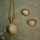 Vintage Opal necklace Gold filled opal earrings genuine opal demi parure Queen of GEMs