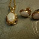 Vintage Opal necklace Gold filled opal earrings genuine opal demi parure Queen of GEMs