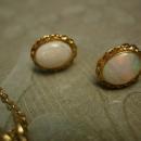 Vintage Opal necklace Gold filled opal earrings genuine opal demi parure Queen of GEMs