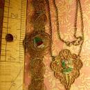 VIntage Enamel INdian bracelet and necklace ornate gilt filigree work