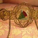 VIntage Enamel INdian bracelet and necklace ornate gilt filigree work