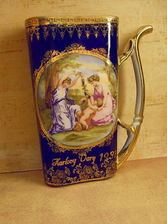 Vintage healing Cherub portrait Cup from Karlovy Vary with the neatest history 1937