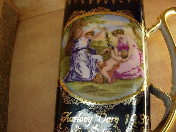 Vintage healing Cherub portrait Cup from Karlovy Vary with the neatest history 1937