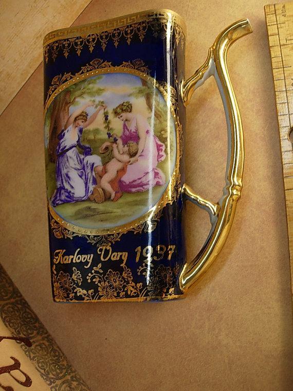 Vintage healing Cherub portrait Cup from Karlovy Vary with the neatest history 1937