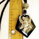 Onyx scarab talisman necklace with eerie agate that catches the moon