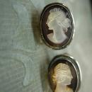 ANtique Cameo earrings Sterling screw on earrings with box Victorian earrings