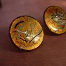Vintage Enamel Earrings Fiery Copper hand wrought artisan earrings with the colors of fire