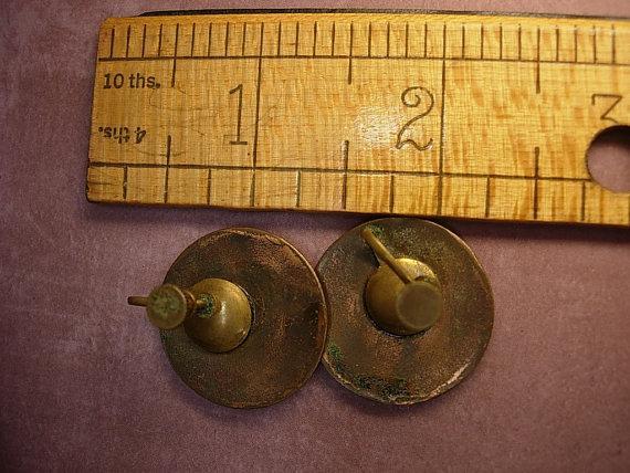 Vintage Enamel Earrings Fiery Copper hand wrought artisan earrings with the colors of fire