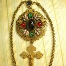 Antique Czech enamel necklace ANtique Czech sacred heart Crucifix very goth