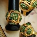 Pave Dome RIng TEENY green stones