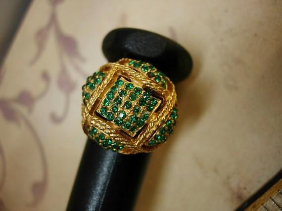 Pave Dome RIng TEENY green stones