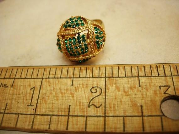 Pave Dome RIng TEENY green stones