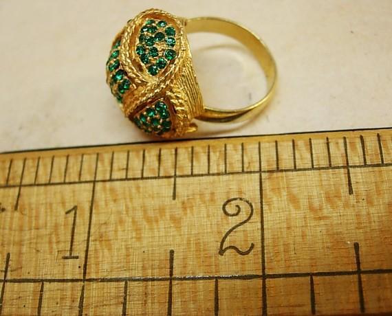 Pave Dome RIng TEENY green stones