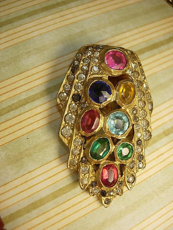 Victorian necklace ANtique czech jeweled Czech dress clip fringe collar choker