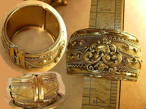 Vintage Bracelet Mythological Zeus with ornate metal work