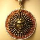 Goddess Medusa necklace Large Faux tortoise links Huge sparkling mythical Pendant