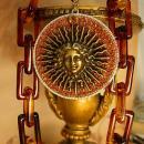 Goddess Medusa necklace Large Faux tortoise links Huge sparkling mythical Pendant