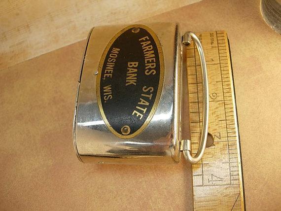 Vintage Bank purse Advertising with history Farmers state bank with money inside