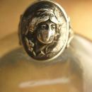ANtique Coin ring 1918 Silver Mercury dime Victorian memento Mucha goddess