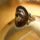ANtique Coin ring 1918 Silver Mercury dime Victorian memento Mucha goddess