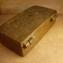 Antique Primitive mixed metal coffin shaped box unusual workmanship