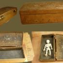 Antique Primitive mixed metal coffin shaped box unusual workmanship