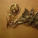 Vintage brooches enamel rhinestone butterfly jade flower brooch