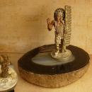 1920's signed American Indian sculpture on Agate sliced geode Chief Indian Badland Tourist piece