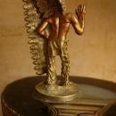 1920's signed American Indian sculpture on Agate sliced geode Chief Indian Badland Tourist piece