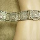Vintage French Paris Fob tourist Bracelet France deco Infant of Prague religious fob