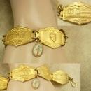 Vintage Greek Medieval Religious Fob bracelet Gilt Tourist bracelet