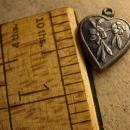 Antique Victorian sterling puffy Heart charm with raised flowers sweetheart charm for valentines day