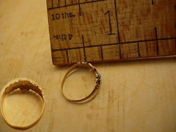 Golden child Victorian Baby ring with Turquoise and paste