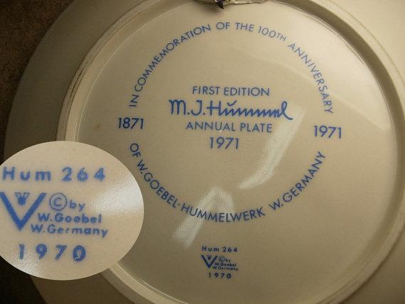 1971 Hummel Plate Heavenly Angel 100th anniversary