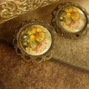 1930's Filigree flower clip on earrings