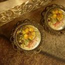1930's Filigree flower clip on earrings