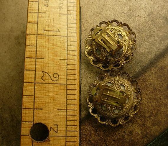 1930's Filigree flower clip on earrings