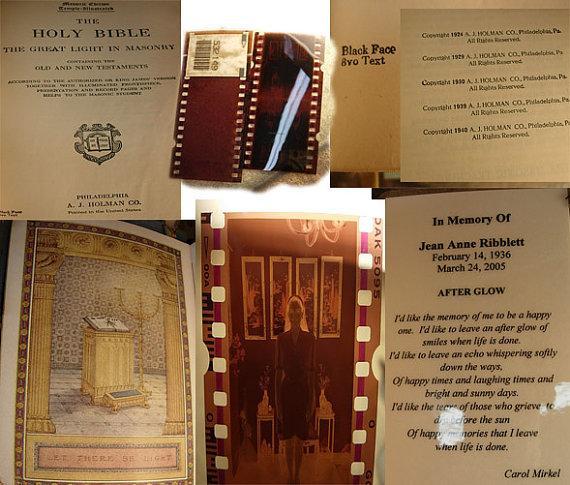 1940 vintage masonic bible with negatives and funeral card