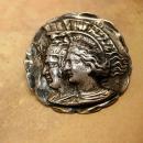 ANtique Love Token sterling brooch King and Queen