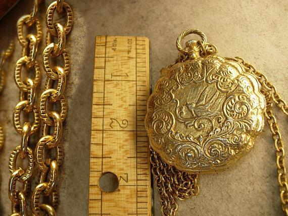 Mythical Jester and Cupid pocketwatch locket mirror necklace