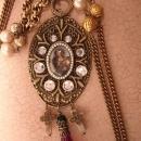 Gothic Joan of Arc Portrait religious cross necklace