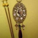 Gothic Joan of Arc Portrait religious cross necklace