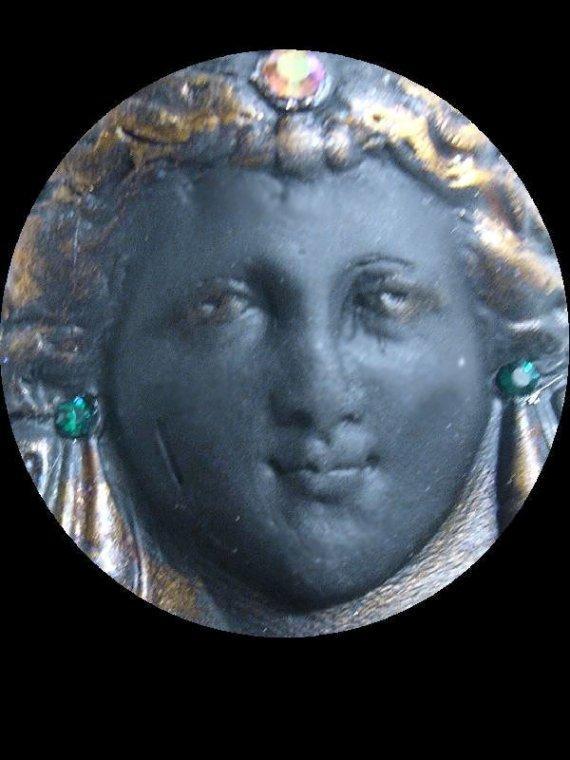 UNUSUAL HUGE Nouveau Goddess GOTHIC with Victorian hanger brooch