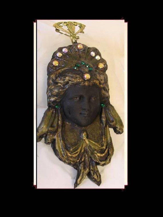 UNUSUAL HUGE Nouveau Goddess GOTHIC with Victorian hanger brooch