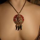 Fierce Lion Talisman Necklace Deep red jeweled head with claw tallons
