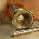 Antique Rosewater bottle signed ornate metalwork with amber glass bottle