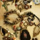 Strange Aunt Emmas bag of tricks necklace antique miniature coin purse and evil eyes